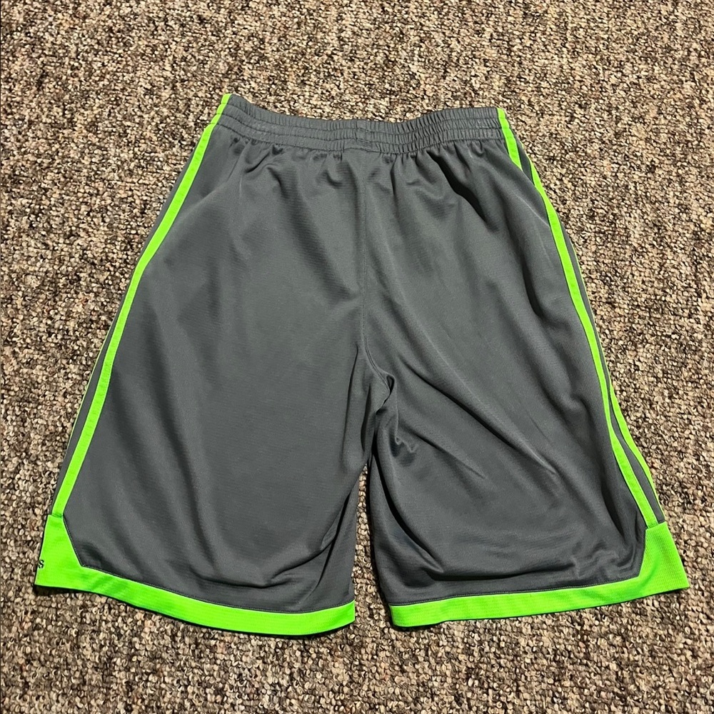 Adidas Gray and Green Athletic Shorts
